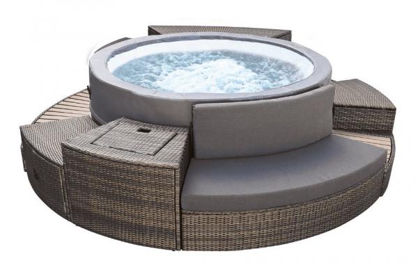 SPA VITA PREMIUM Whirlpool , Halbstarre Gewebe Struktur-ohne Luft, bis zu 6 Personen SPA, beheizter Pool Outdoor & Indoor inkl. 5 Möbel